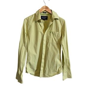 Abercrombie & Fitch Lime Green Gingham Plaid Long Sleeve Muscle Shirt Size Small